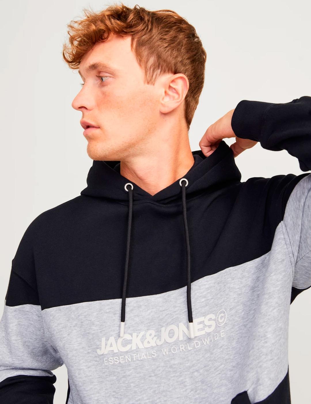 Sudadera Jack & Jones LEGACY negra con capucha para hombre