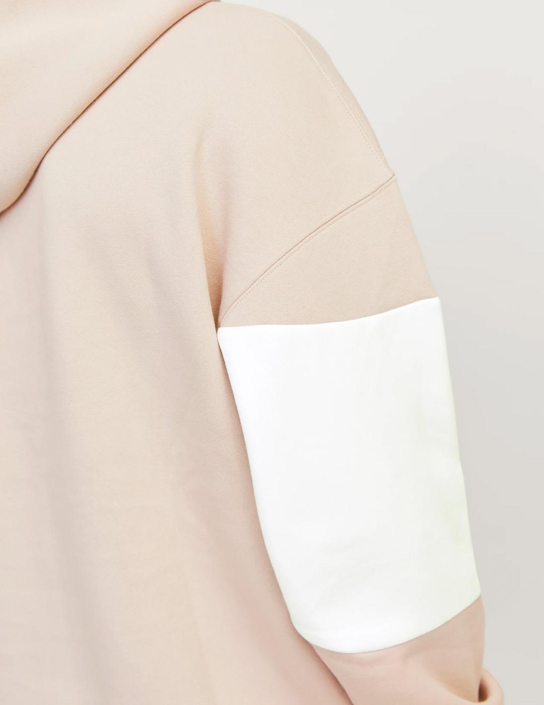 Sudadera Jack & Jones LEGACY beige con capucha para hombre