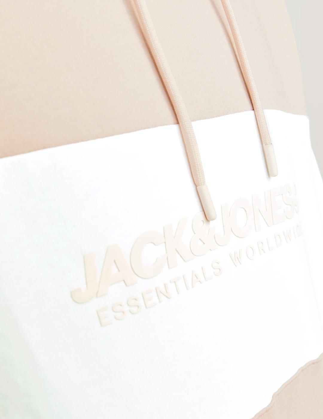 Sudadera Jack & Jones LEGACY beige con capucha para hombre