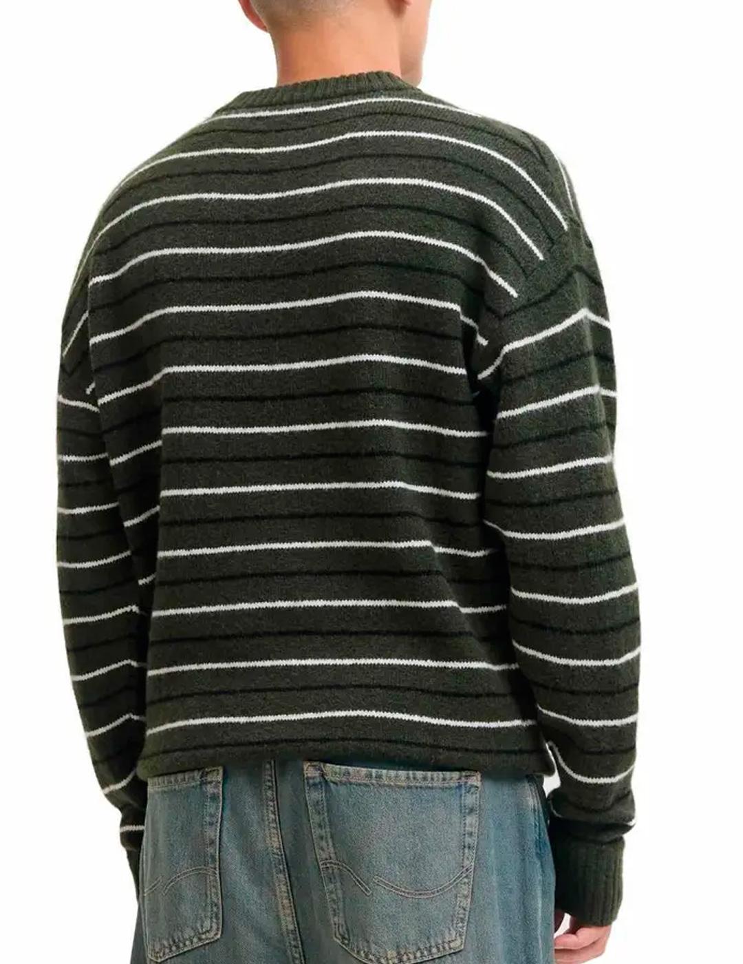 Jersey Jack & Jones OLLIE STRIPE verde para hombre