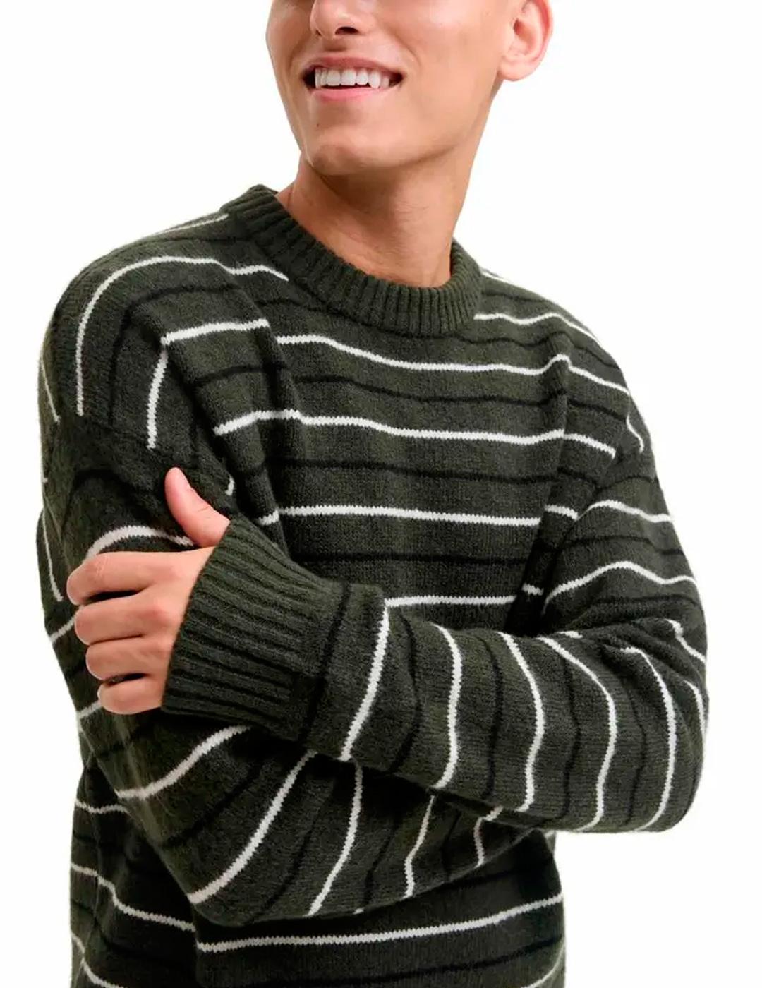 Jersey Jack & Jones OLLIE STRIPE verde para hombre