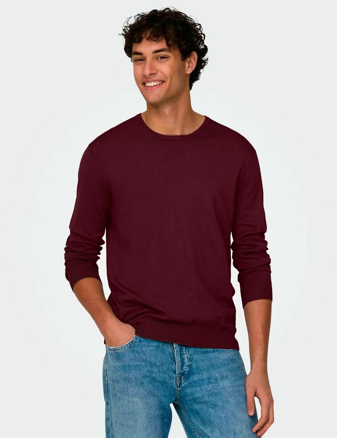Jersey Only & Sons WYLER granate para hombre