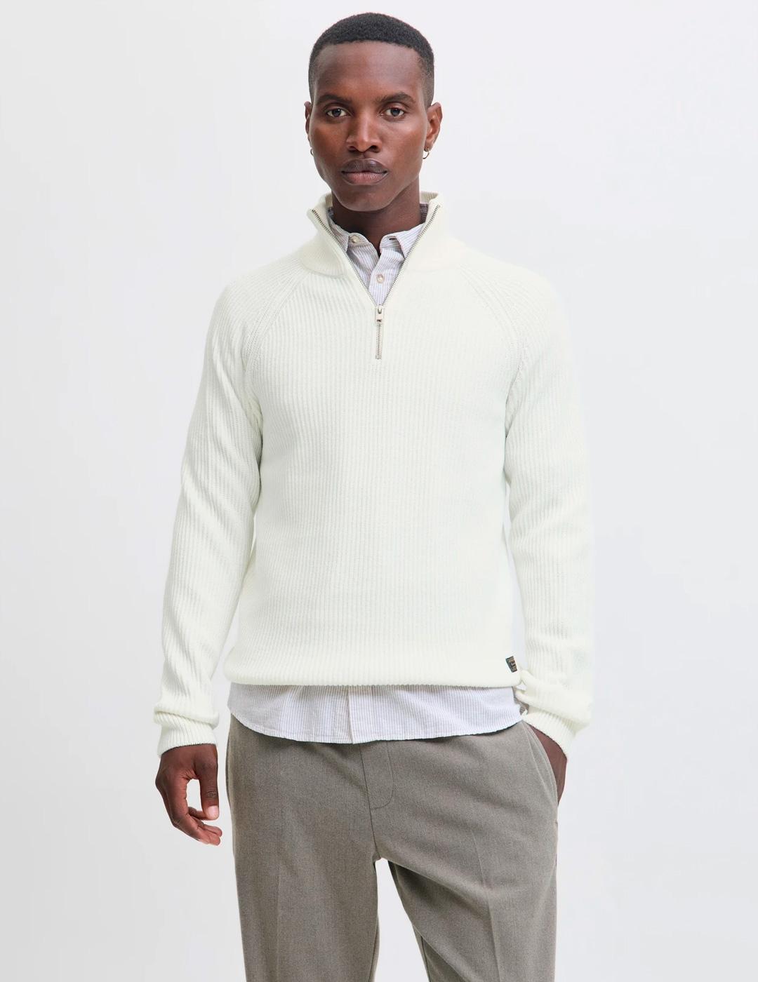 Jersey Jack & Jones PANNEL media cremallera blanco