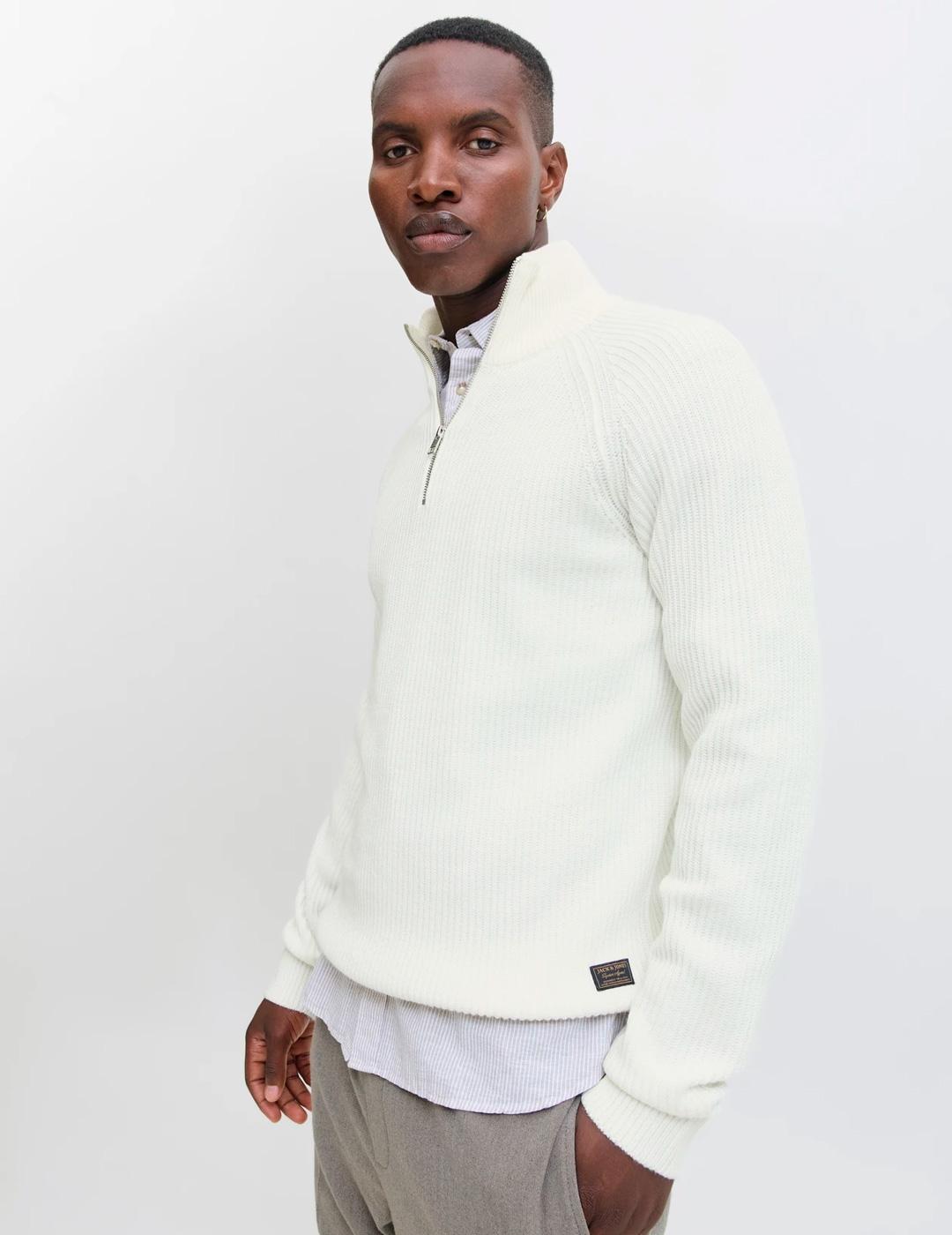 Jersey Jack & Jones PANNEL media cremallera blanco
