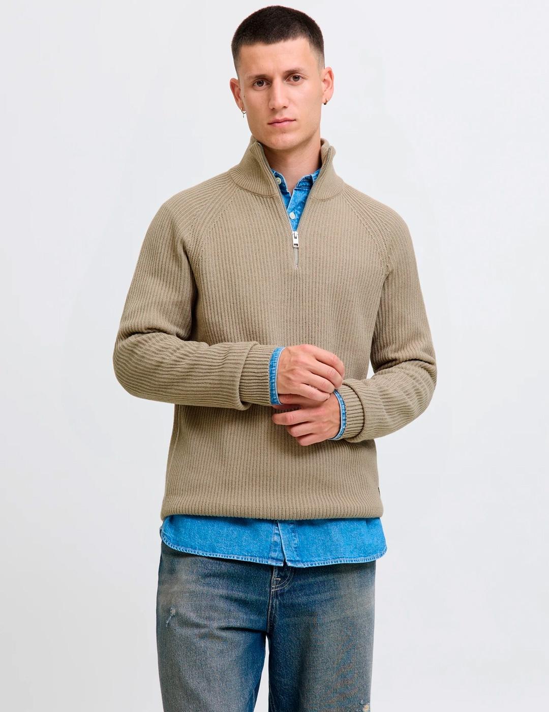 Jersey Jack & Jones PANNEL media cremallera beige