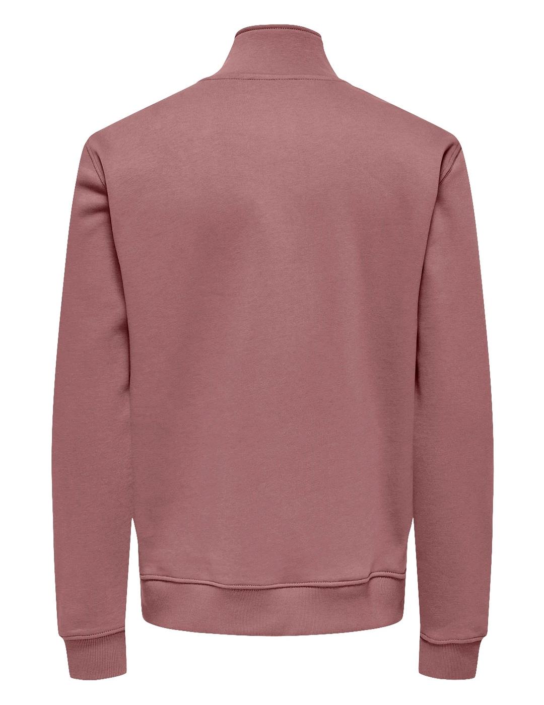 Sudadera Only & Sons CURATED media cremallera rosado
