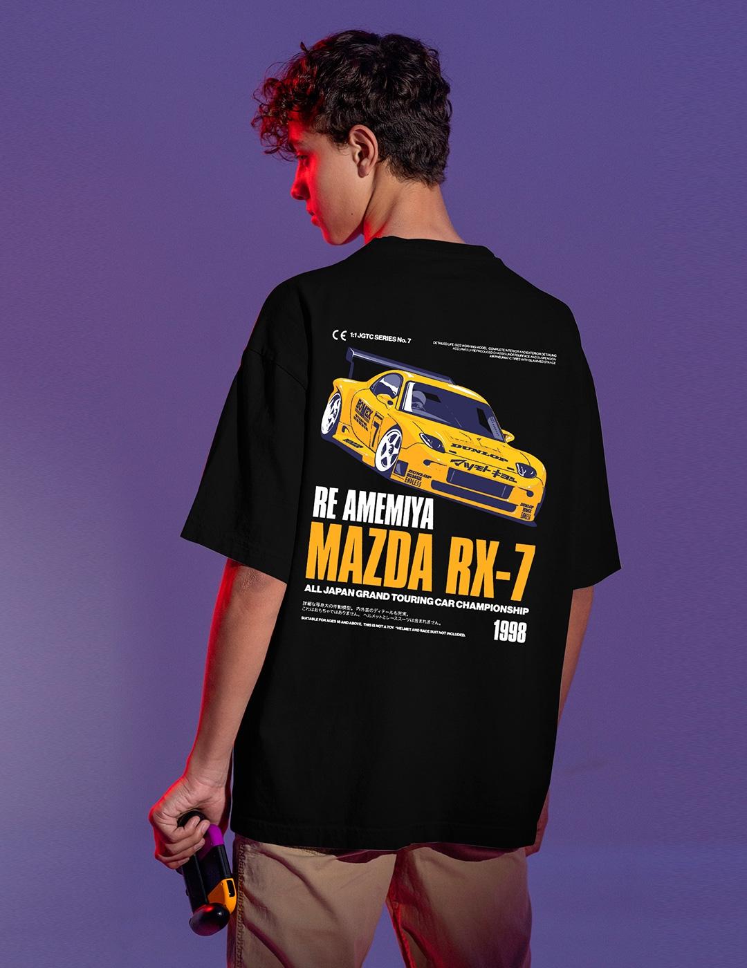Camiseta A.M.E.N MAZDA RX7 negro hombre oversize