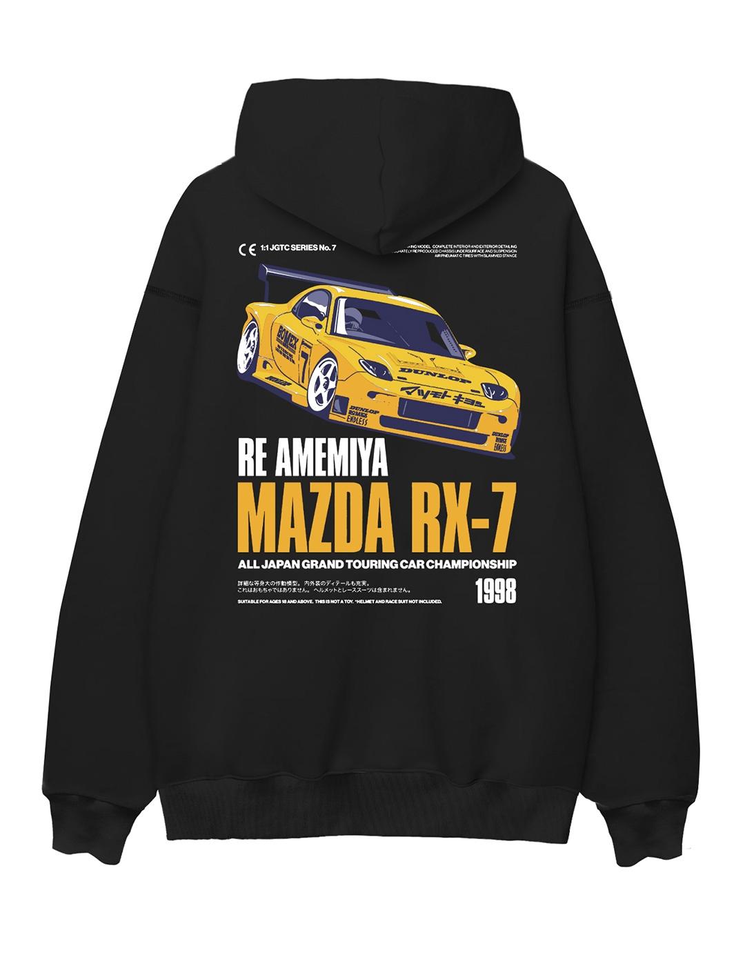 Sudadera A.M.E.N MAZDA RX-7 negro hombre
