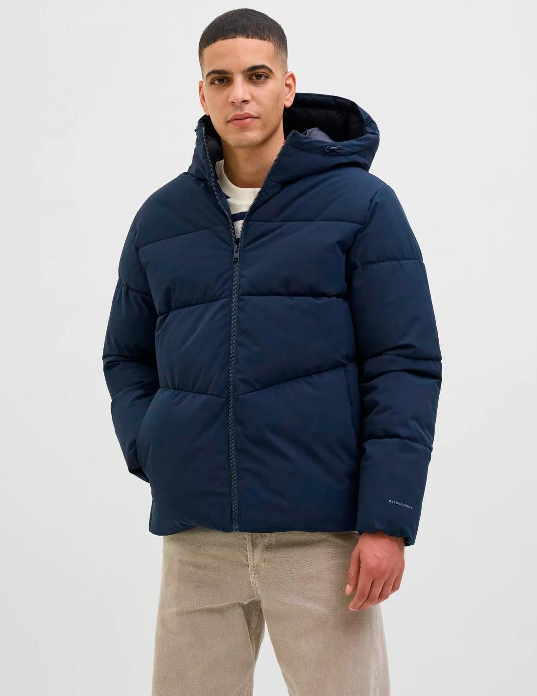 Chaqueta Jack & Jones GLOBAL PUFFER ocre con capucha