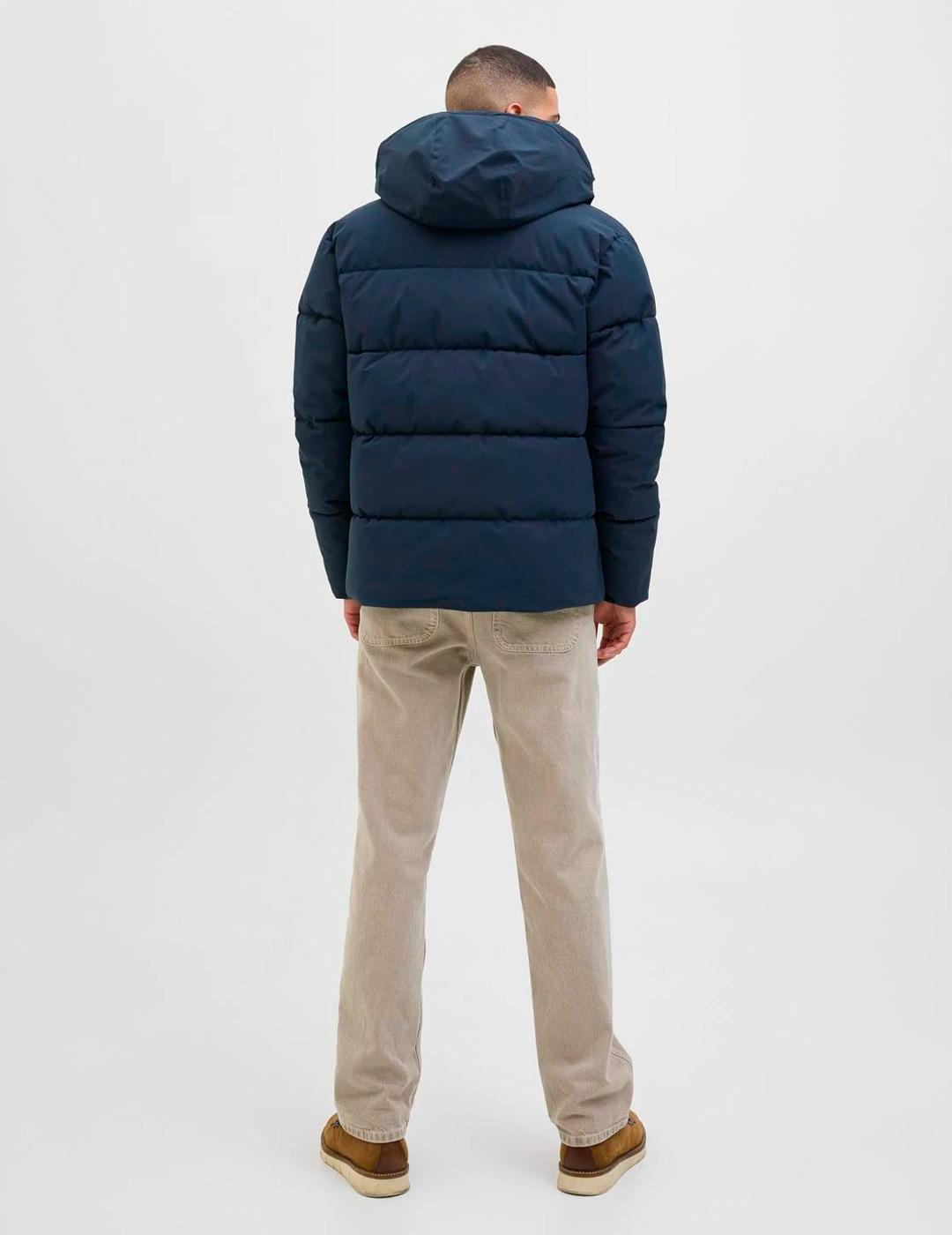 Chaqueta Jack & Jones GLOBAL PUFFER marino con capucha
