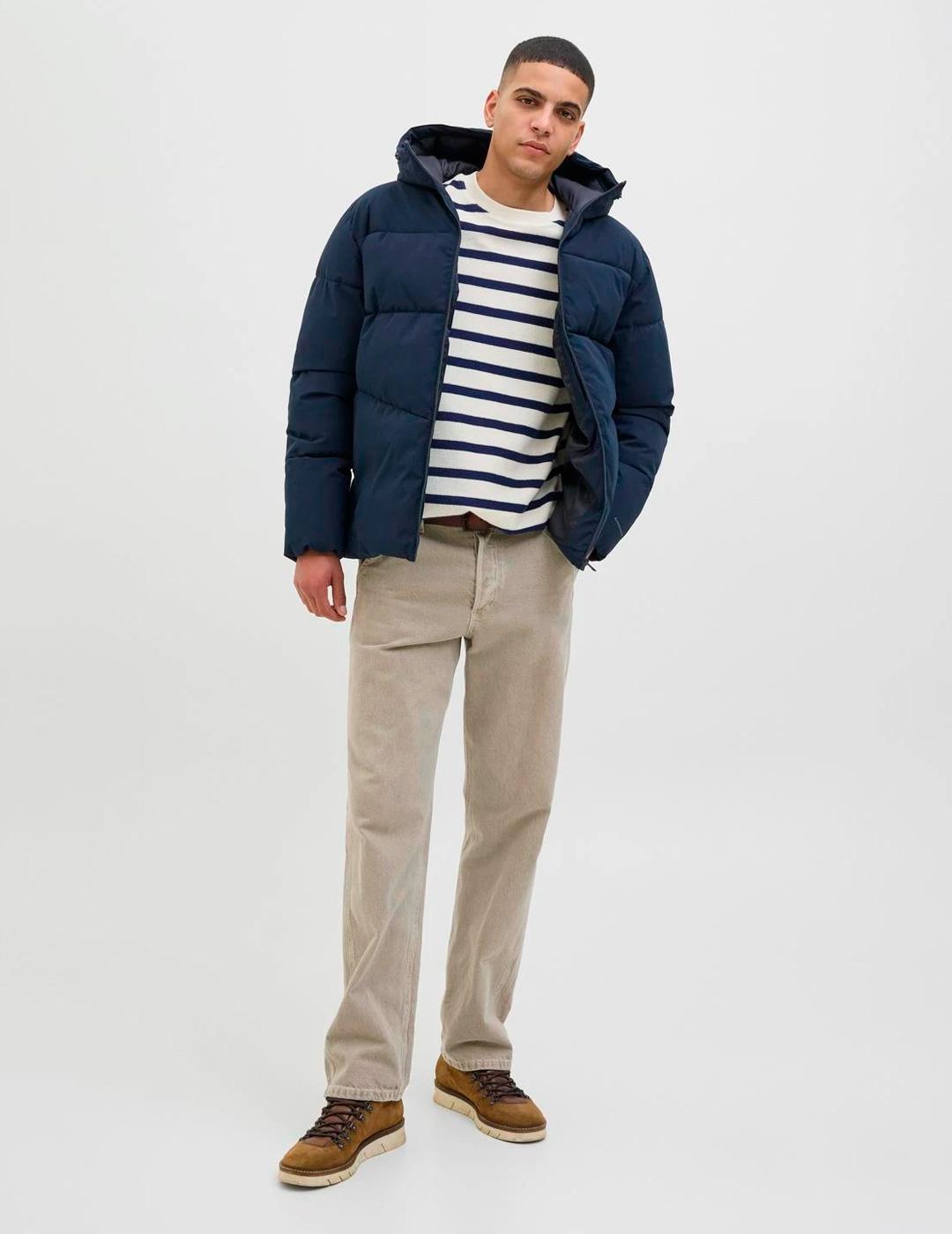 Chaqueta Jack & Jones GLOBAL PUFFER marino con capucha