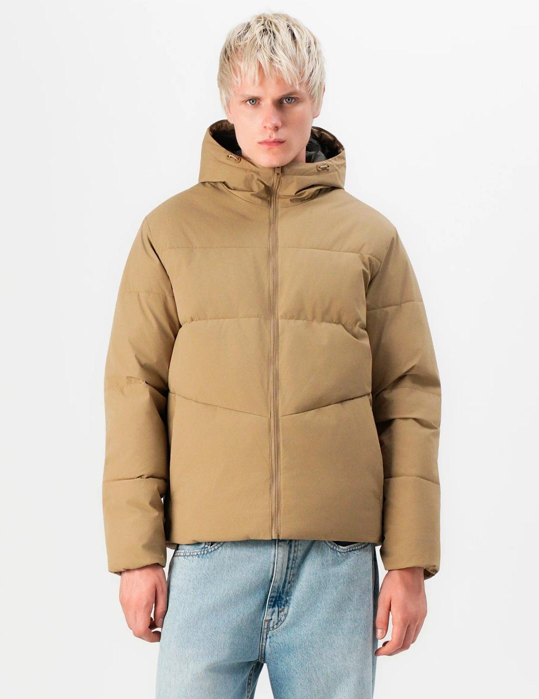 Chaqueta Jack & Jones GLOBAL PUFFER ocre con capucha