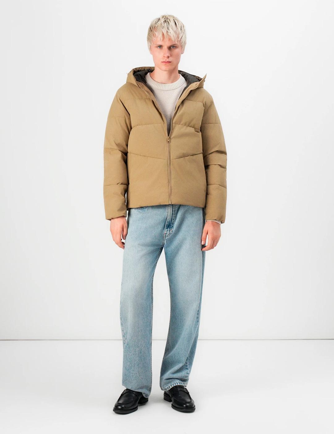 Chaqueta Jack & Jones GLOBAL PUFFER beige con capucha