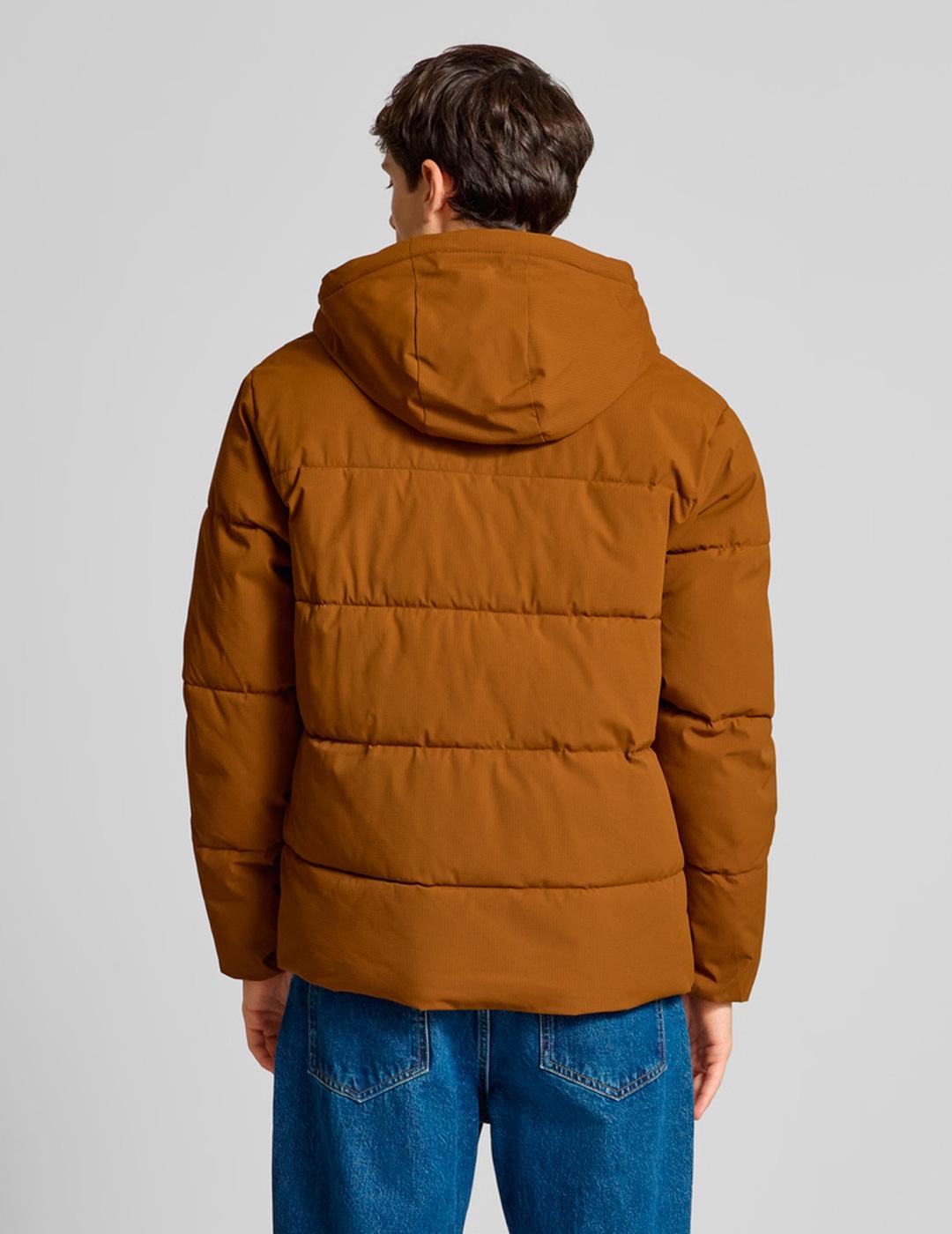 Chaqueta Jack & Jones GLOBAL PUFFER ocre con capucha