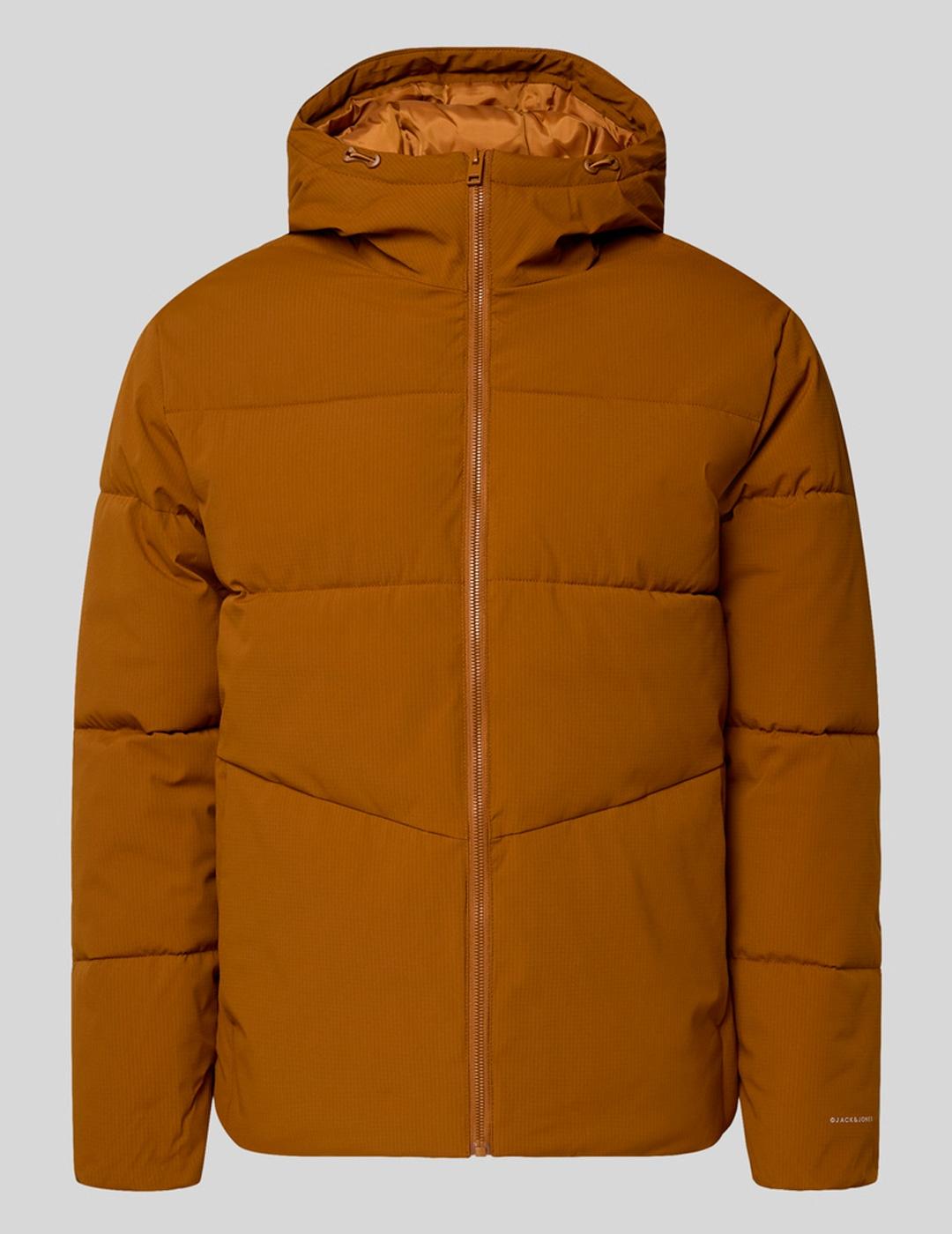 Chaqueta Jack & Jones GLOBAL PUFFER ocre con capucha