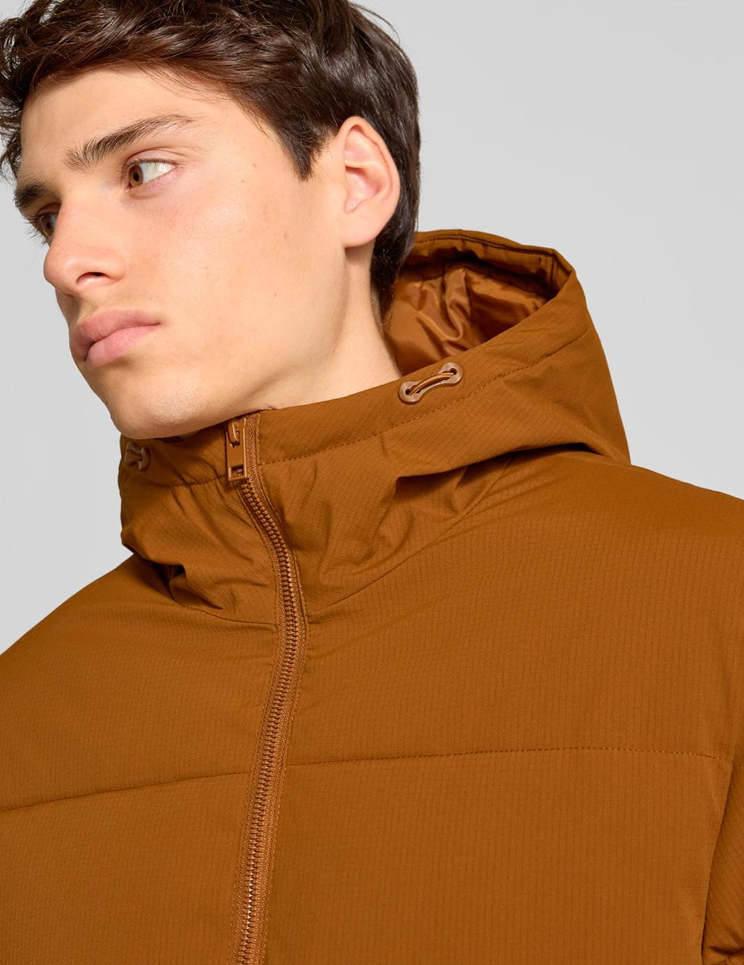 Chaqueta Jack & Jones GLOBAL PUFFER ocre con capucha