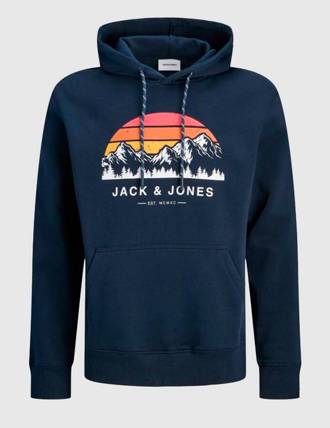 Sudadera Jack & Jones EXPLORER negro con capucha para hombre